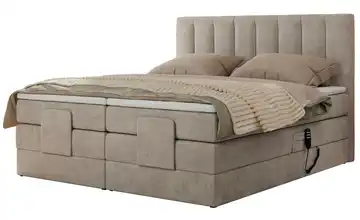 Motor Boxspringbett mit Bettkasten Comforto Beige 200x200 cm H3 Webstoff