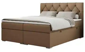 Boxbett mit Bettkasten Alda H4 Kunstleder Braun 120x200 cm