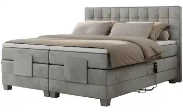 Motor Boxspringbett mit Bettkasten Elektro Samt H3 200x200 cm Silbergrau