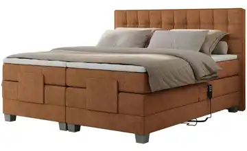 Motor Boxspringbett mit Bettkasten Elektro Webstoff H4 140x200 cm Orange