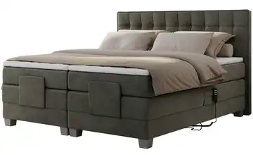 Motor Boxspringbett mit Bettkasten Elektro Samt H4 160x200 cm Basaltgrau
