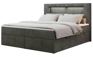 Boxbett mit Bettkasten Gold 5 Basaltgrau H3 140x200 cm Samt