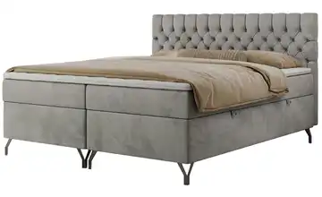 Boxbett mit Bettkasten Grimaldi 120x200 cm H3 Silbergrau Samt