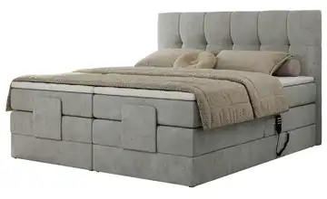 Motor Boxspringbett mit Bettkasten Vittoria 200x200 cm H3 Hellgrau Webstoff