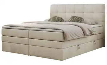 Boxspringbett mit Bettkasten Luka King Creme 200x200 cm Samt H3