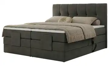 Motor Boxspringbett mit Bettkasten Vittoria 200x200 cm H3 Basaltgrau Samt