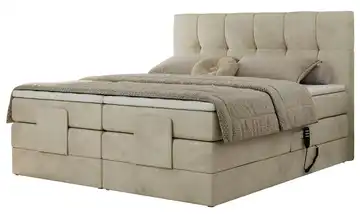 Motor Boxspringbett mit Bettkasten Vittoria 200x200 cm H3 Creme Samt
