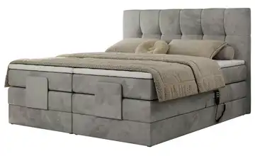 Motor Boxspringbett mit Bettkasten Vittoria 140x200 cm Silbergrau Samt H3