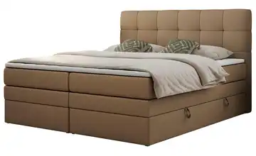 Boxspringbett mit Bettkasten Luka King 200x200 cm H3 Braun Kunstleder