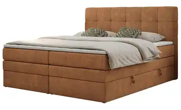 Boxspringbett mit Bettkasten Luka King 200x200 cm H3 Orange Webstoff