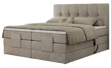Motor Boxspringbett mit Bettkasten Vittoria 200x200 cm H3 Beige Webstoff
