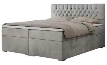 Boxbett mit Bettkasten Pera Silbergrau H4 200x200 cm Samt