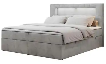 Boxbett mit Bettkasten Gold 5 Silbergrau H4 180x200 cm Samt