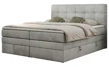 Boxspringbett mit Bettkasten Luka King 200x200 cm H3 Silbergrau Samt