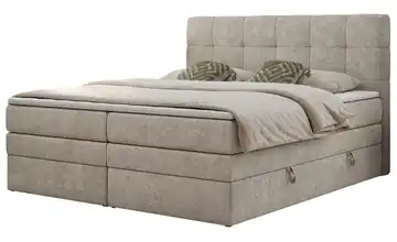 Boxspringbett mit Bettkasten Luka King 200x200 cm H3 Beige Webstoff