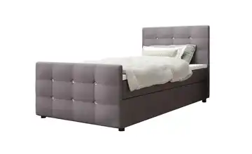 Boxbett mit Stauraum, Matratze H3 und Topper Kleo 90x200 cm Hellgrau