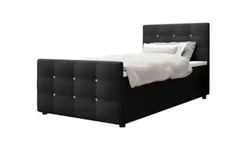 Boxbett mit Stauraum, Matratze H3 und Topper Kleo 100x200 cm Schwarz
