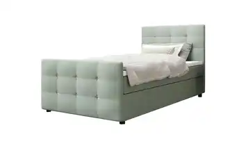 Boxbett mit Stauraum, Matratze H3 und Topper Kleo 90x200 cm Hellgrün