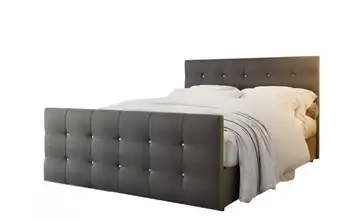 Boxbett Lederoptik, mit Stauraum Kleo 160x200 cm Grau