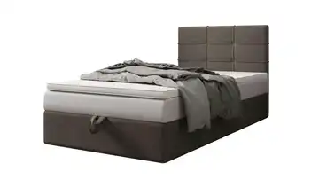 Boxbett mit Stauraum, Matratze H3 und Topper Duo 2 90x200 cm Braun