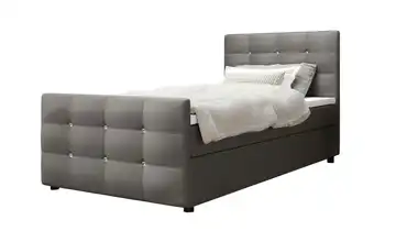 Boxbett mit Stauraum, Matratze H3 und Topper Kleo 100x200 cm Hellgrau