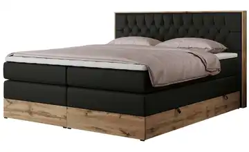 Boxspringbett mit Bettkasten Amore King 160x200 cm H3 Schwarz Kunstleder