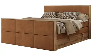 Boxspringbett mit Bettkasten Albero 2 King Duo Orange Webstoff 120x200 cm H3