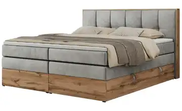 Boxspringbett mit Bettkasten Albero 1 King 160x200 cm H4 Silbergrau Samt