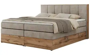 Boxspringbett mit Bettkasten Albero 1 King H3 Webstoff Beige 200x200 cm