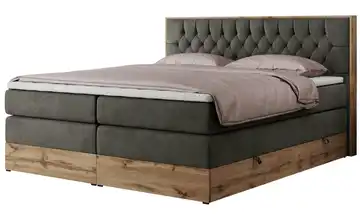 Boxspringbett mit Bettkasten Amore King 160x200 cm H3 Basaltgrau Samt