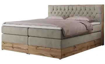 Boxspringbett mit Bettkasten Amore King 160x200 cm H3 Beige Webstoff