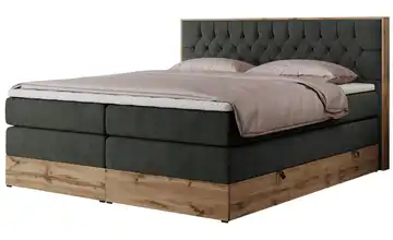 Boxspringbett mit Bettkasten Amore King 140x200 cm H3 Dunkelgrau Webstoff