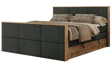 Boxspringbett mit Bettkasten Albero 2 King Duo Dunkelgrau Webstoff 120x200 cm H3