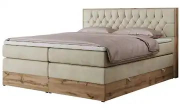 Boxspringbett mit Bettkasten Amore King 160x200 cm H3 Creme Samt