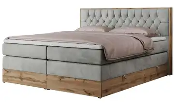 Boxspringbett mit Bettkasten Amore King 200x200 cm H3 Silbergrau Samt