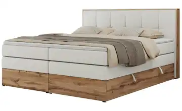 Boxspringbett mit Bettkasten Albero 1 King 160x200 cm H3 Weiß Kunstleder