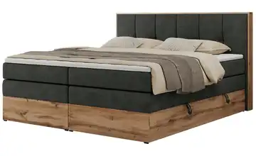 Boxspringbett mit Bettkasten Albero 1 King 140x200 cm H3 Dunkelgrau Webstoff