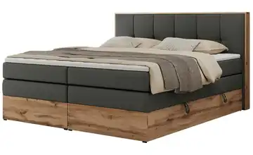 Boxspringbett mit Bettkasten Albero 1 King 180x200 cm H3 Anthrazit Kunstleder