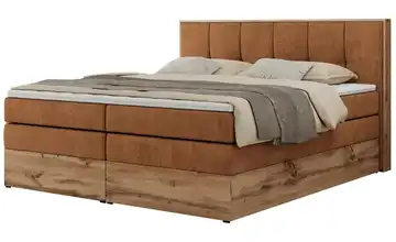 Boxspringbett mit Bettkasten Albero 1 King 160x200 cm H3 Orange Webstoff