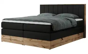 Boxspringbett mit Bettkasten Bellissimo King 160x200 cm Schwarz Kunstleder H3