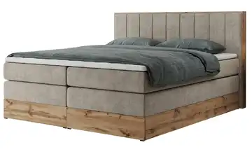 Boxspringbett mit Bettkasten Bellissimo King 160x200 cm H3 Beige Webstoff