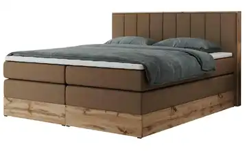 Boxspringbett mit Bettkasten Bellissimo King 160x200 cm H3 Braun Kunstleder