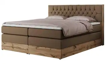 Boxspringbett mit Bettkasten Amore King 180x200 cm H3 Braun Kunstleder