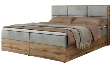 Boxbett mit Bettkasten Albero 2 180x200 cm H3 Silbergrau Samt