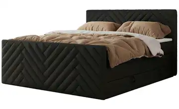 Boxspringbett mit Bettkasten Paris King Duo 140x200 cm H4 Schwarz Kunstleder