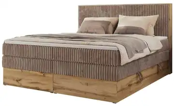 Boxspringbett mit Bettkasten Wood Classic King 180x200 cm H3 Braun, Eiche Artisan (Nachbildung) Cordstoff