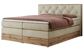 Boxspringbett mit Bettkasten Veneto King 160x200 cm H3 Creme Samt
