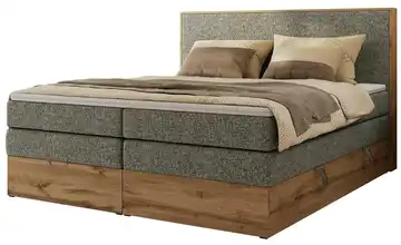 Boxspringbett mit Bettkasten Wood Classic King 180x200 cm H3 Grau, Eiche Artisan (Nachbildung) Webstoff