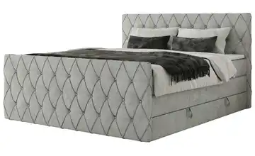 Boxspringbett mit Bettkasten Miren King Duo Webstoff 180x200 cm H4 Hellgrau