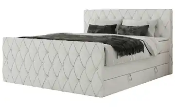 Boxspringbett mit Bettkasten Miren King Duo 200x200 cm H3 Weiß Kunstleder